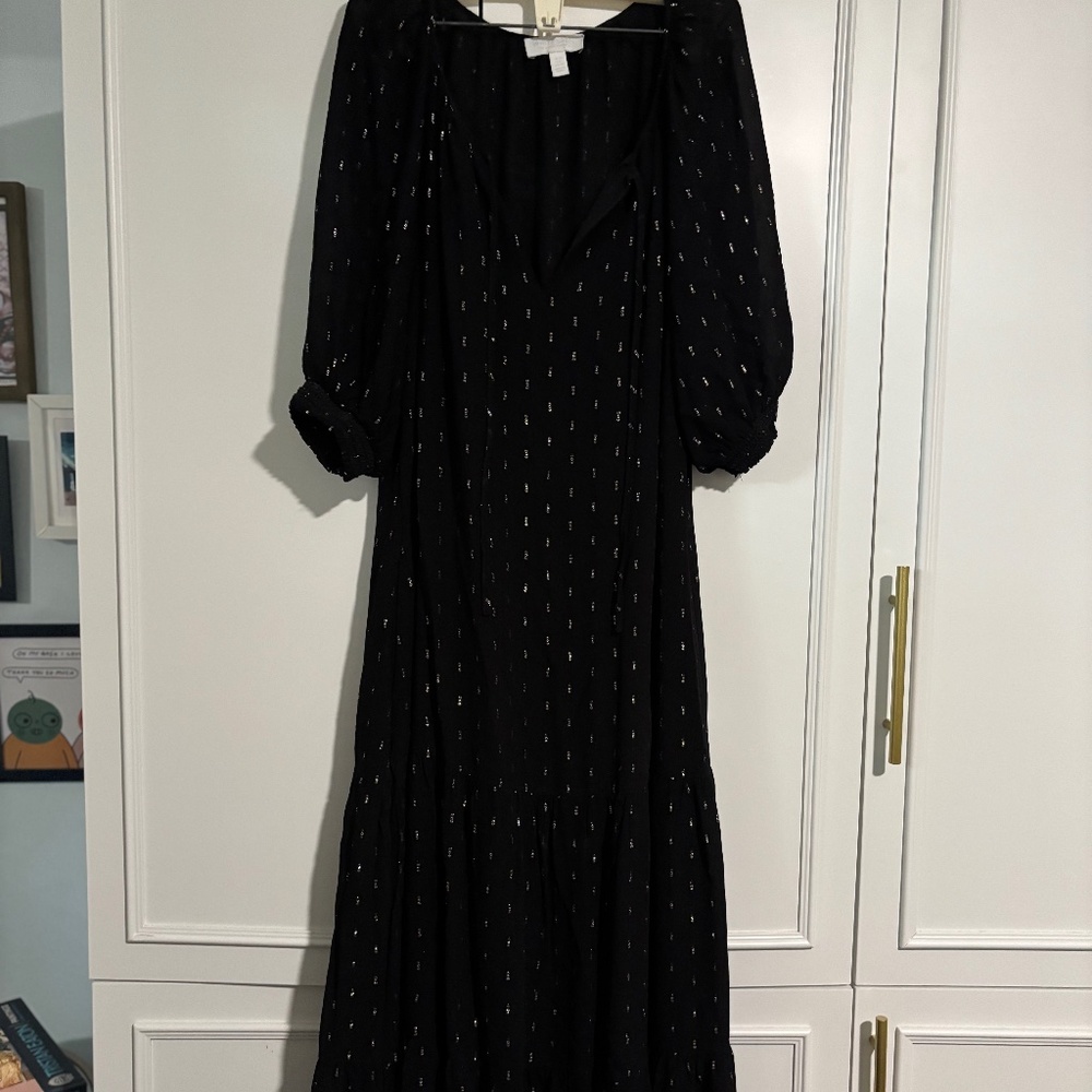 White label black and gold maxi dress